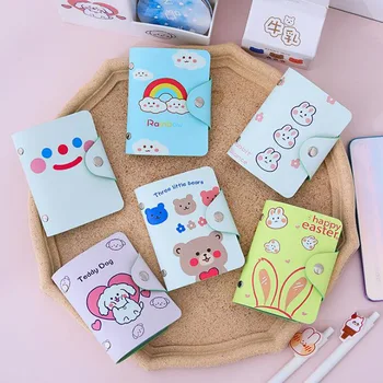 

1 Pcs Kawaii Smile Face Rabbit Teddy Dog Bear PU Card Holders Women Lady Passport Credit ID Business Card Wallet Coin Case Bag