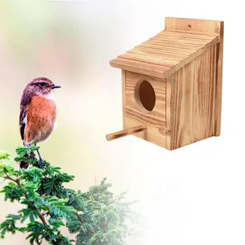 

Bird Nesting Wooden House Feeder Parrot Nesting Breeding Box Cage Incubator Nest Hut Toy New