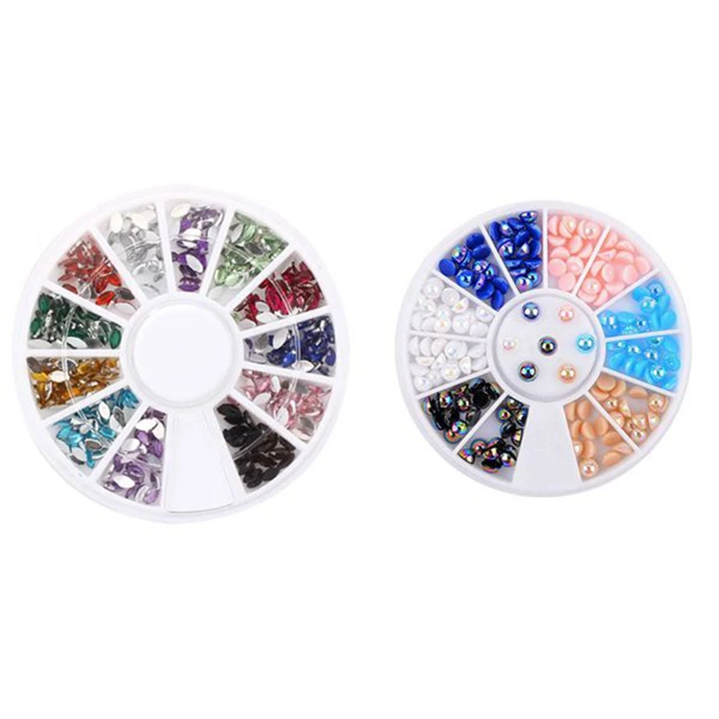 300Pcs Oval Rhinestone Deco for Nail Art 2mm &amp 1x 5mm Sticker Tip Decal 3D Acrylic Glitter Rhinestones | - Цена: 