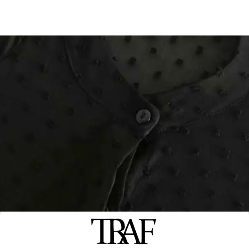 TRAF, женское винтажное элегантное шифоновое плиссированное платье миди в горошек, модные комплекты из двух предметов с коротким рукавом, женские платья vestidos mujer