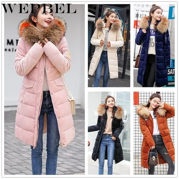 

WEPBEL Trendy Coat Women Winter Jacket Cotton Padded Warm Maxi Puffer Coat Ladies Long Coats Parka Femme Jacket