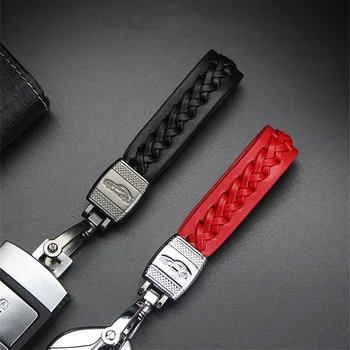 

High Grade Hand Woven Genuine Leather Keychains Mens Horseshoe Buckle Jewelry Gift Key Rings Holder Bag Pendant Car Key Trinket