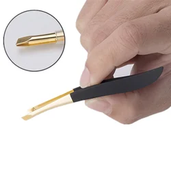 Pince à épiler en acier inoxydable, 1 pièce, pince à sourcils, tête dorée inclinée, tondeuse à cils, épilation du visage, outils de maquillage cosmétique 