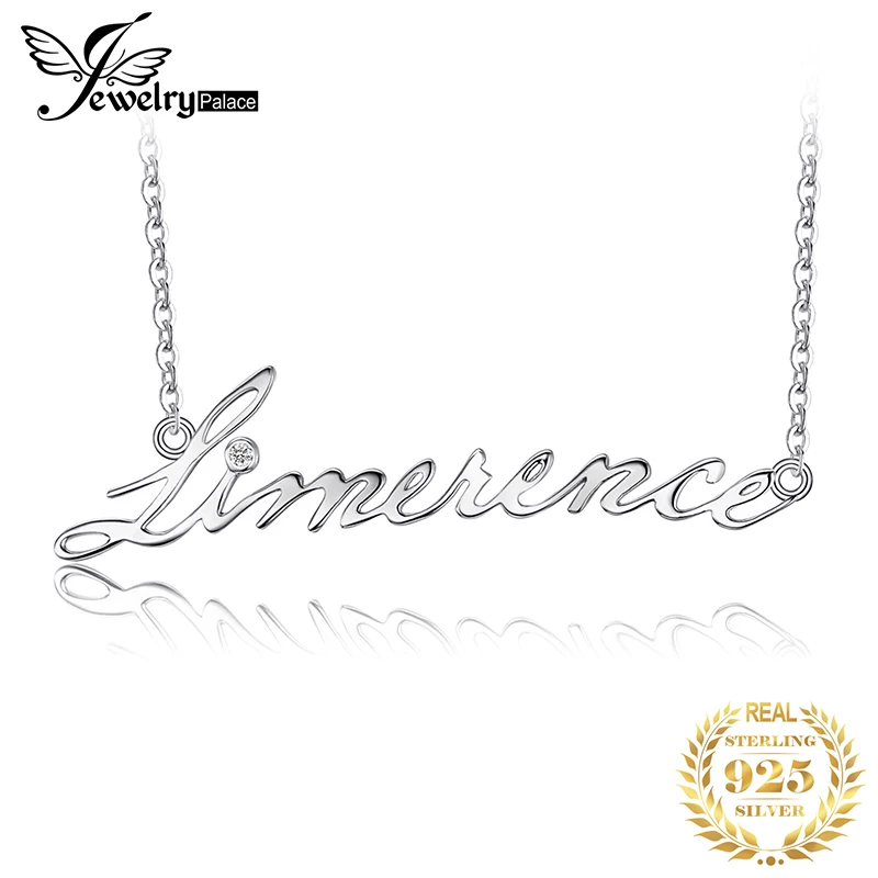 

JewelryPalace Alphabet Words Limerence Goodluck Necklace With 18 Inches Chain Cubic Zirconia 925 New Fine Jewelry For Women