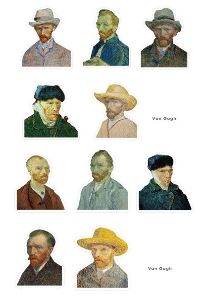10 шт. Picasso Van Gogh Matisse Fridaartist Munch Schiele наклейка для детей скейтборд ноутбук багаж мотоцикл игрушка DIY стикер - Цвет: van Gogh