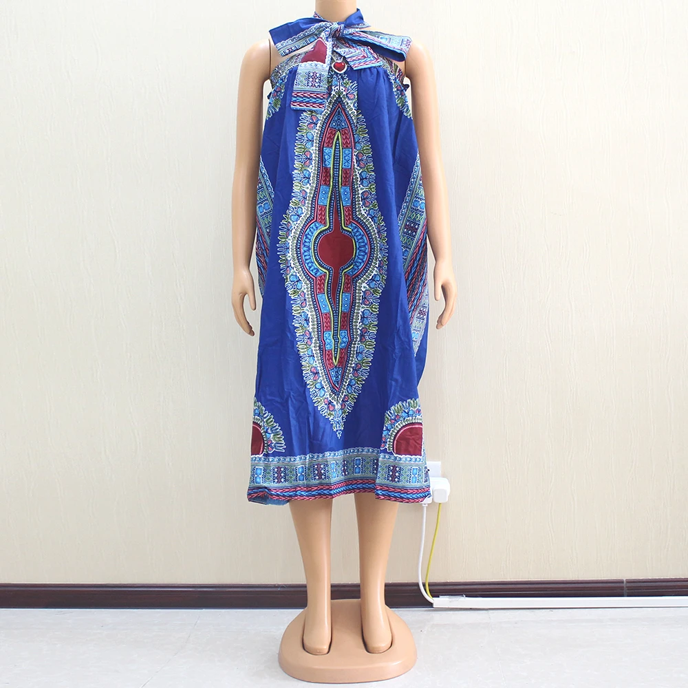 Дашики Инди фолк синяя африканская юбка для женщин эластичная талия хлопок воск с поясом длинная юбка