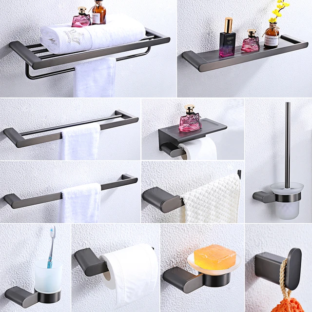 Bathroom Accessories Sets Gun Grey  Gunmetal Bathroom Accessories - Black  Bathroom - Aliexpress