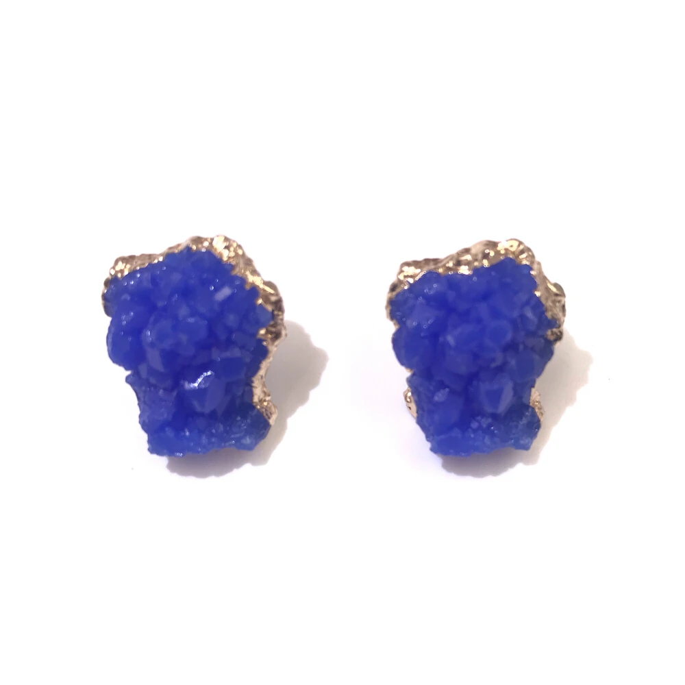 

CXQD Trendy Vintage Personality Geometric Imitation Natural Stone Stud Earrings For Women Resin Brincos Fashion Smart Jewelry