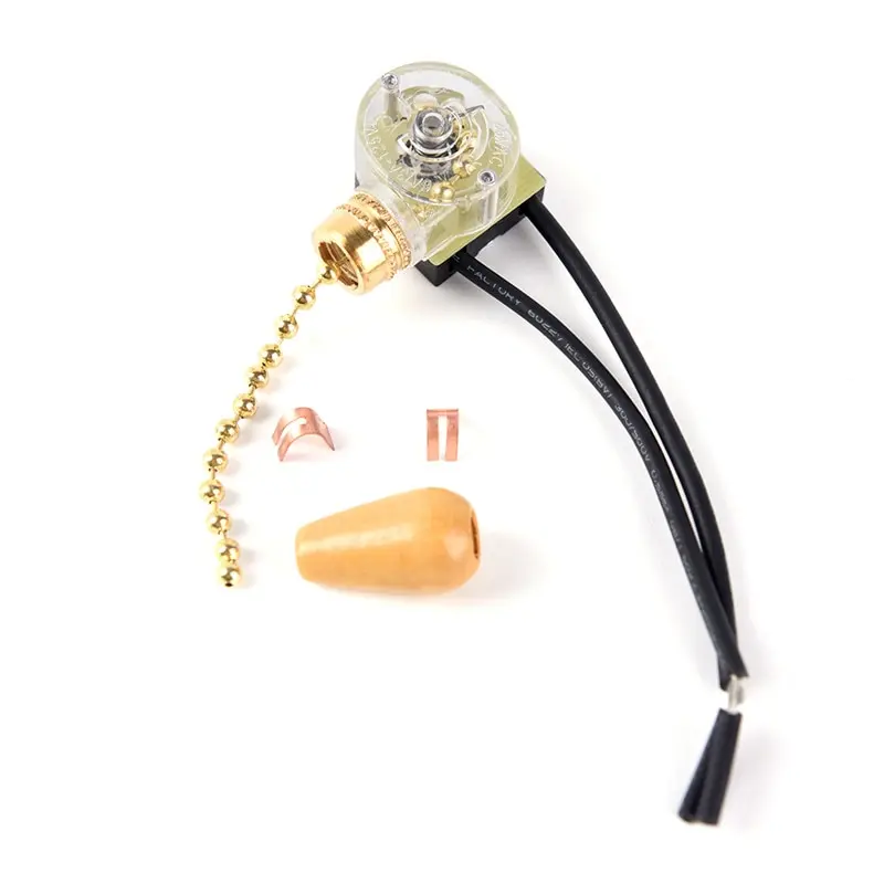 

250V 3A Lamp Hanging Chain Switch Metal/Wood Drops Zipper Switch Gold/Chrome Pull Switch Wall/Table/Floor DIY Light Accessories