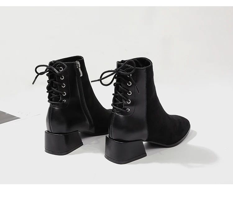 Женские ботинки на плоской подошве, Брендовая женская обувь, ботинки на шнуровке с круглым носком, женская зимняя обувь, женские ботинки на низкой резиновой подошве до середины икры, 20