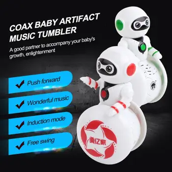 

Kid Mini Smart Robot accompany Children multifunctional tumbler smart sound light music robot toy Smart Home Baby Enlightenment