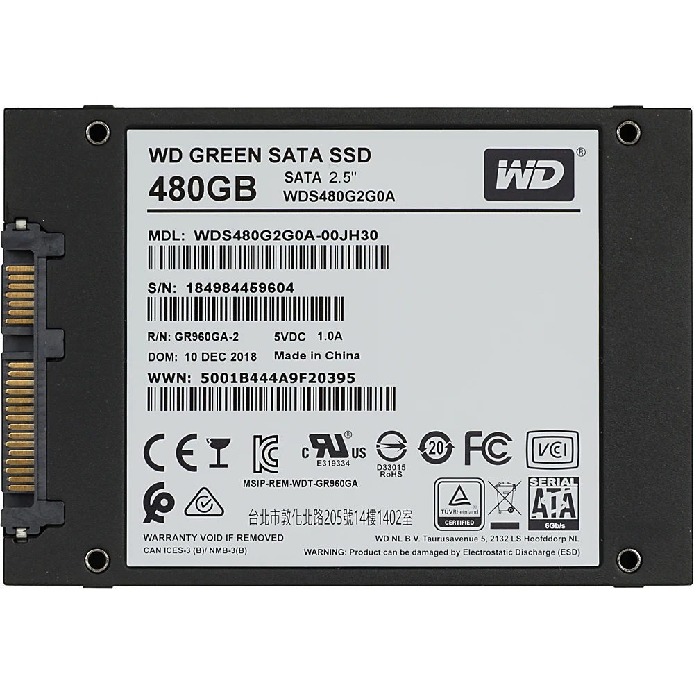 SSD накопитель WD Green WDS480G2G0A 480Гб