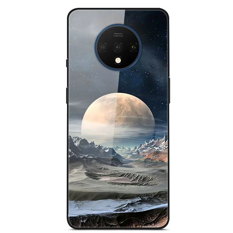 Закаленное стекло Чехол для Oneplus 7T Case Жесткий ПК Красочная задняя крышка Для Oneplus 7T Крышка 1+ 7T Телефонный бампер на один плюс 7T Fundas - Цвет: 23