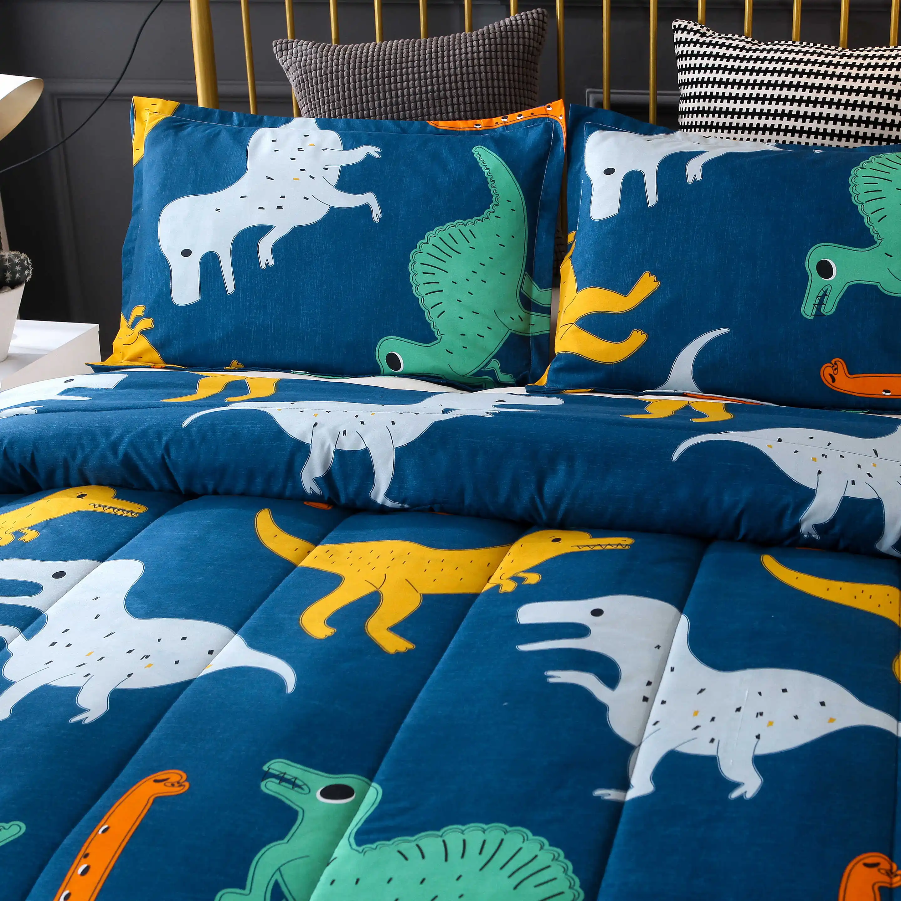 Детские постельные принадлежности с изображением динозавра из мультфильма, прекрасный чехол для кровати и наволочки, королевское одеяло, комплекты