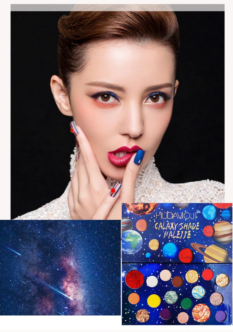 HUDAMOJI planet 18 color eyeshadow highlighter potato texture eyeshadow pallete Long lasting eye shadow makeup pallete TSLM1
