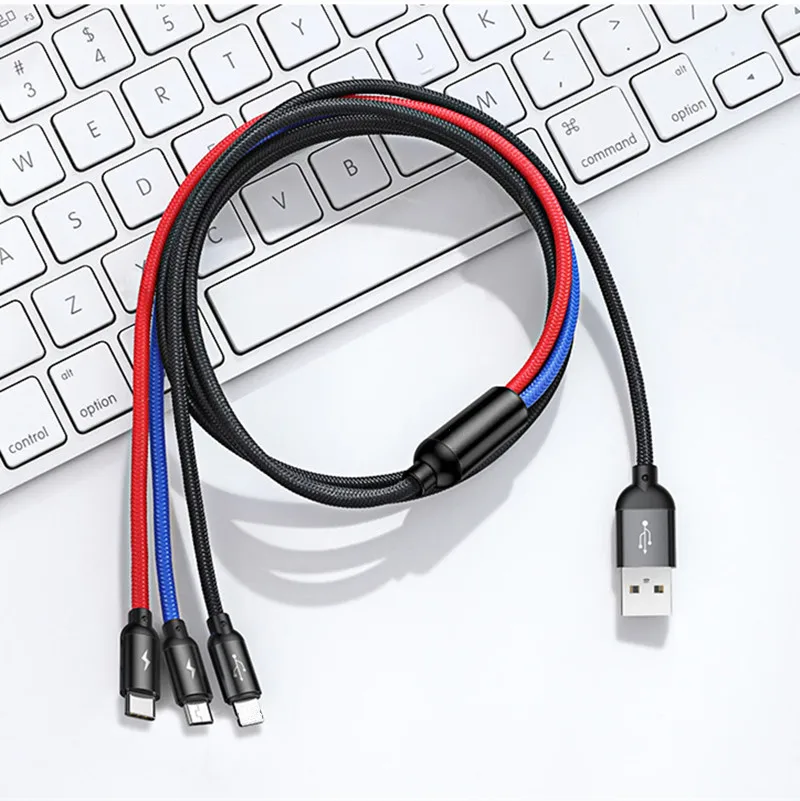3 в 1 USB кабель для мобильного телефона Micro usb type C кабель зарядного устройства для iphone huawei Xiaomi зарядный кабель Micro USB шнур зарядного устройства