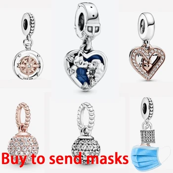 

Valentine's Day 2020 100% 925 Sterling Silver Beads Lady and Tramp Heart Charm fit Original Pandora Bracelets Women DIY Jewelry