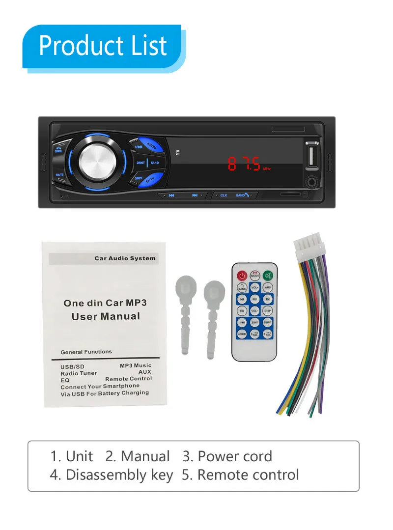 ESSGOO D1  Audio Systems Multimedia Car Stereo Single Din MP3 Player DAB  AUX AM Radio