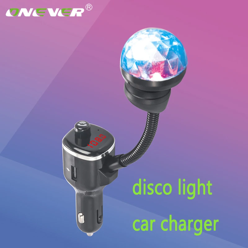 Автомобильное зарядное устройство ONEVER Bluetooth 5,0, светильник для дискотеки звездное небо, двойное зарядное устройство USB, Bluetooth автомобильный комплект с музыкальным проигрывателем