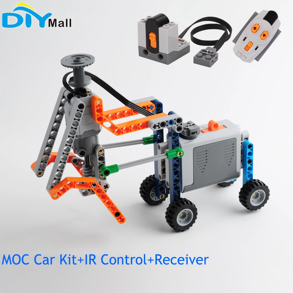 

Комплект деталей PF для самостоятельной сборки, технический набор MOC для автомобиля, блок батарей AA, L-двигатель, ИК-пульт дистанционного управления, приемник, совместимый с Legoeds Power Funtions