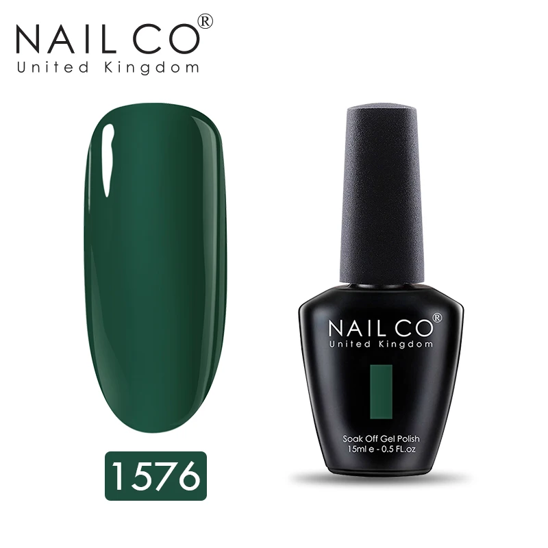 NAILCO, новинка, 15 мл, УФ Гель-лак, лак для ногтей, набор красок, маникюр, геллак, Полупостоянный Гибридный гвоздь, искусство, макияж, Черный Гель-лак для ногтей - Цвет: 1576