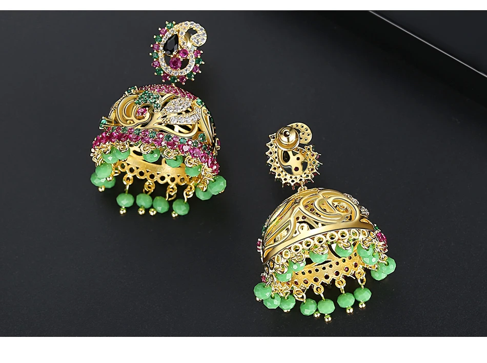 LUOTEEMI большие длинные богемные индийские Jhumka бусины кисточки Висячие серьги для женщин Свадебная вечеринка свадебные модные украшения Рождественский подарок