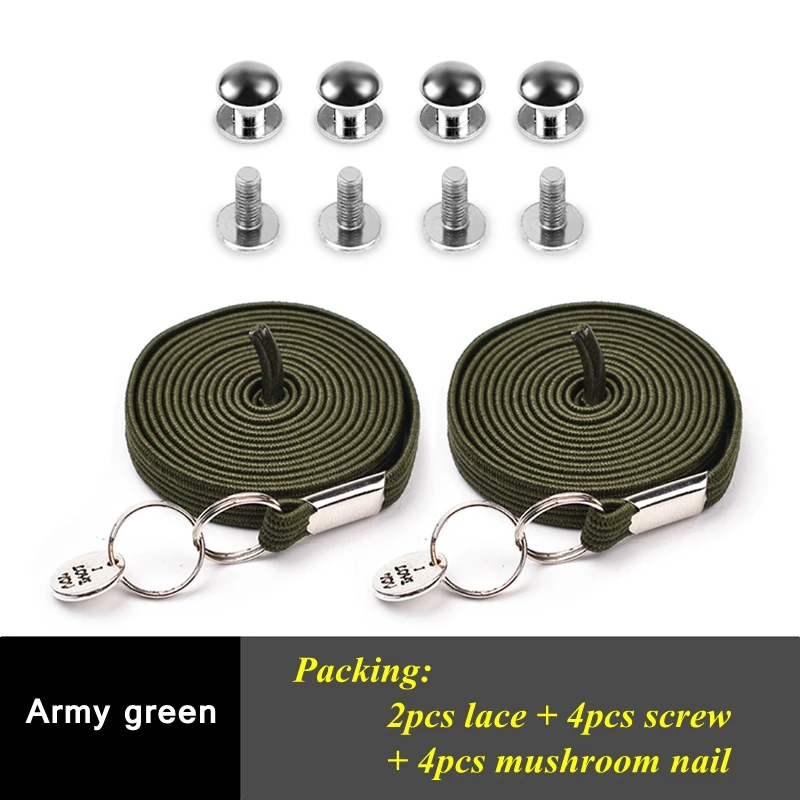 Army green 1 пара эластичных шнурков без завязок для детей и взрослых, быстрая шнурка одной руки, плоские кроссовки, шнурки, 24 цвета - Цвет: Army green