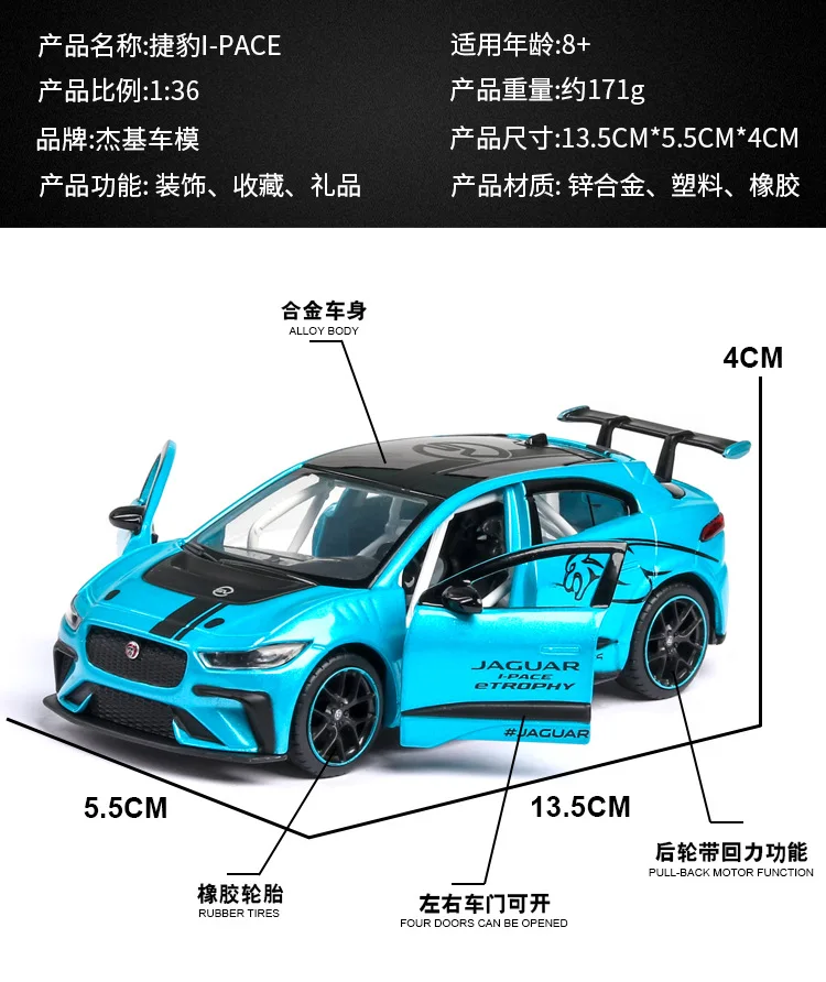 Оптом) Моделирование 1:36 Jaguar I PACE детская игрушка сплав спортивный автомобиль аксессуары для выпечки украшения
