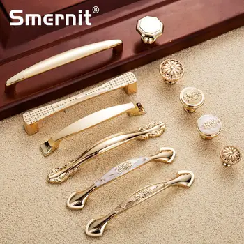 

5pcs Gold Door Handles Noble Drawer Pulls Kitchen Cabinet Knobs and Handles Fittings for Furniture Handles Hardware Accessories