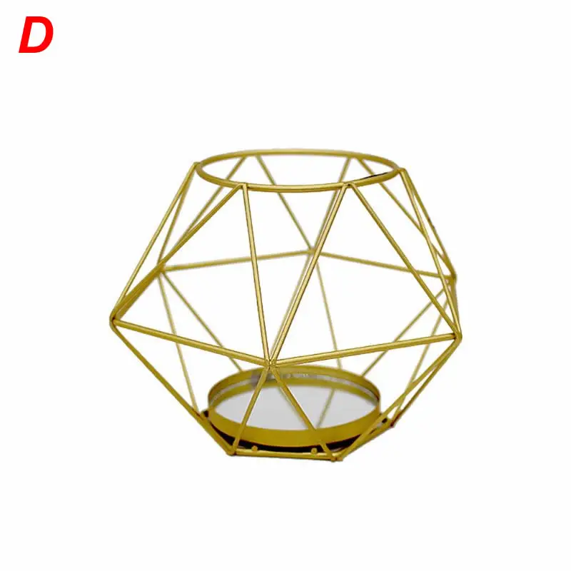 D 3D геометрический подсвечник, романтическая настольная подставка, подсвечник в скандинавском стиле, металлический Железный подсвечник для ужина, свадебный Декор для дома - Цвет: D