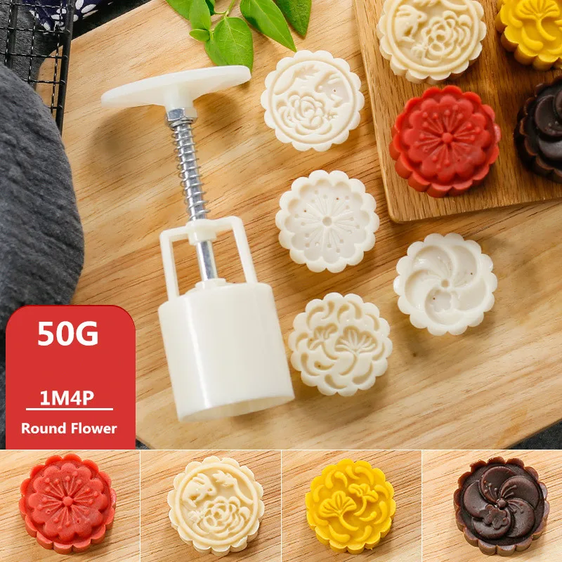 50 г 63 г 75 г 100 г набор цветов DIY приборы для лунного пряника пластиковое печенье торт плунжеры Ручной пресс Mooncake инструмент для выпечки