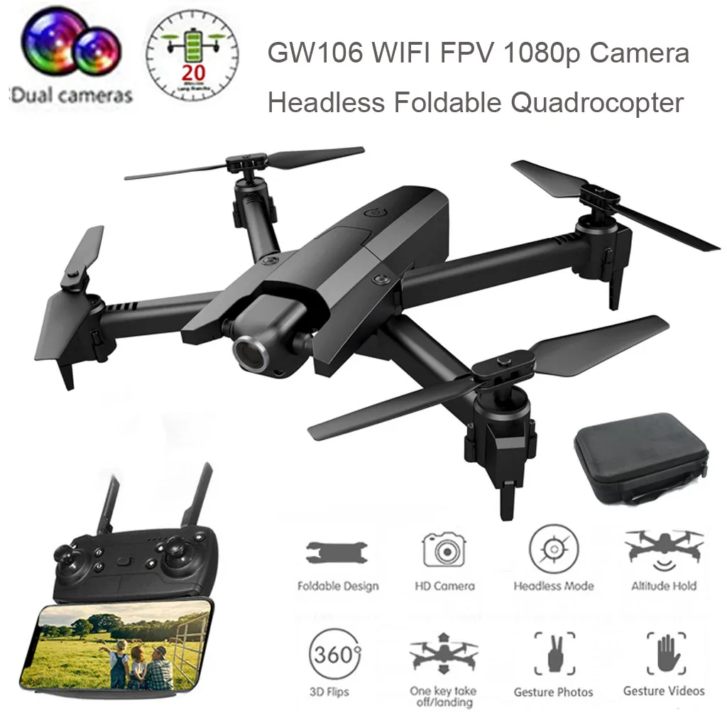 GW106 wifi FPV 720p камера без головы складной Квадрокоптер долгое время полета Дрон - Цвет: 1080P With Backpack