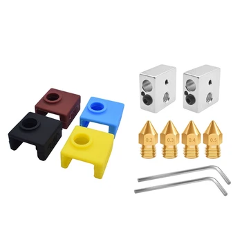 

3D Printer Accessories MK8/E3D V6 Nozzles and Heating Block and Silicone Sleeve Kit with Storage Case for CR-10 3D Printer Parts