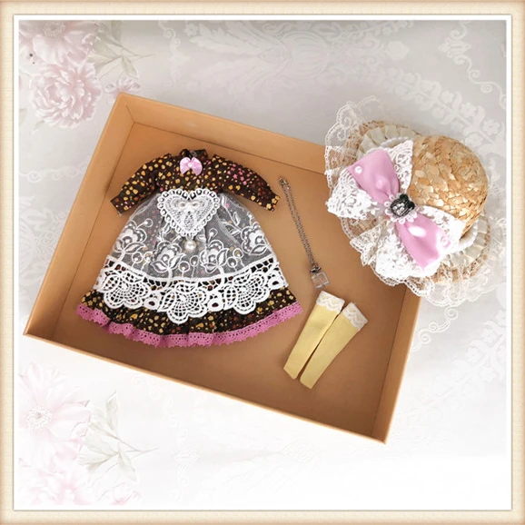 Одежда для 1/6 Blyth Doll кофейное шотландское платье с головным убором для Pullip, Licca, Azone, BJD/SD, 1/6 аксессуары для кукольной одежды