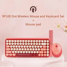 RF100 мини тонкий портативный Mute 3 в 1 2,4 ГГц Беспроводная клавиатура и мышь набор плюс кожаный коврик для мыши, офисный ноутбук беспроводной набор