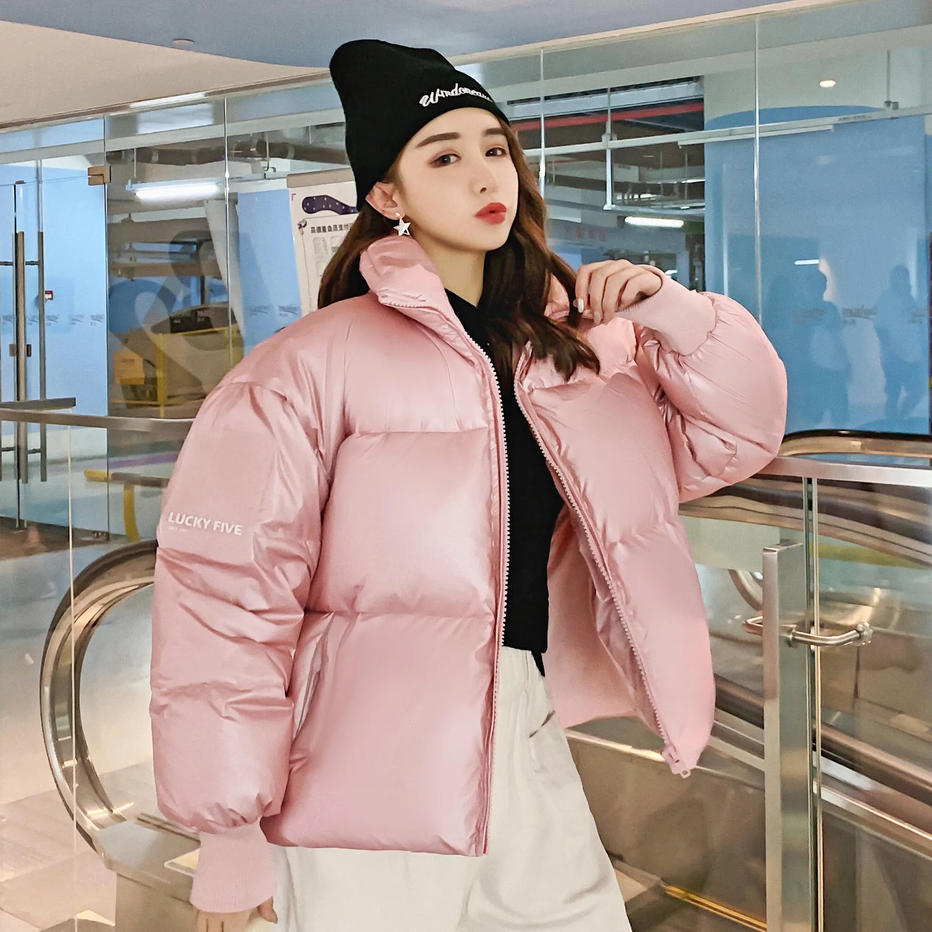 

Loose Pockets Woman Short Winter Jackets Casual Fashion Warm Female Padded Jacket Full Sleeve Parkas Mujer Invierno 2019