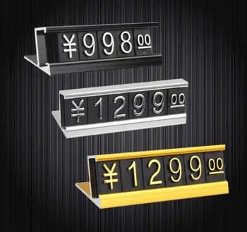 

1000 sets Silver Black Jewelry Price Display Label Tag Adjustable Number Counter Cube Dollar Sign With Base Stand