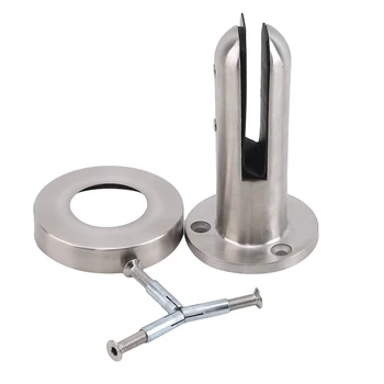 

Stainless Steel Clamp Glass Panel Pool Fence Stair Round Bracket Balustrade Floor Deck Mount Support Clamp