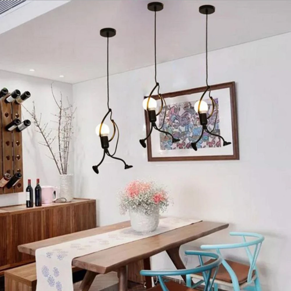 Ретро Железный подвесной светильник с фигуркой-качалкой, металлический подвесной светильник, потолочный светильник для кафе, ресторана, Подвесные Лампы, домашний декор