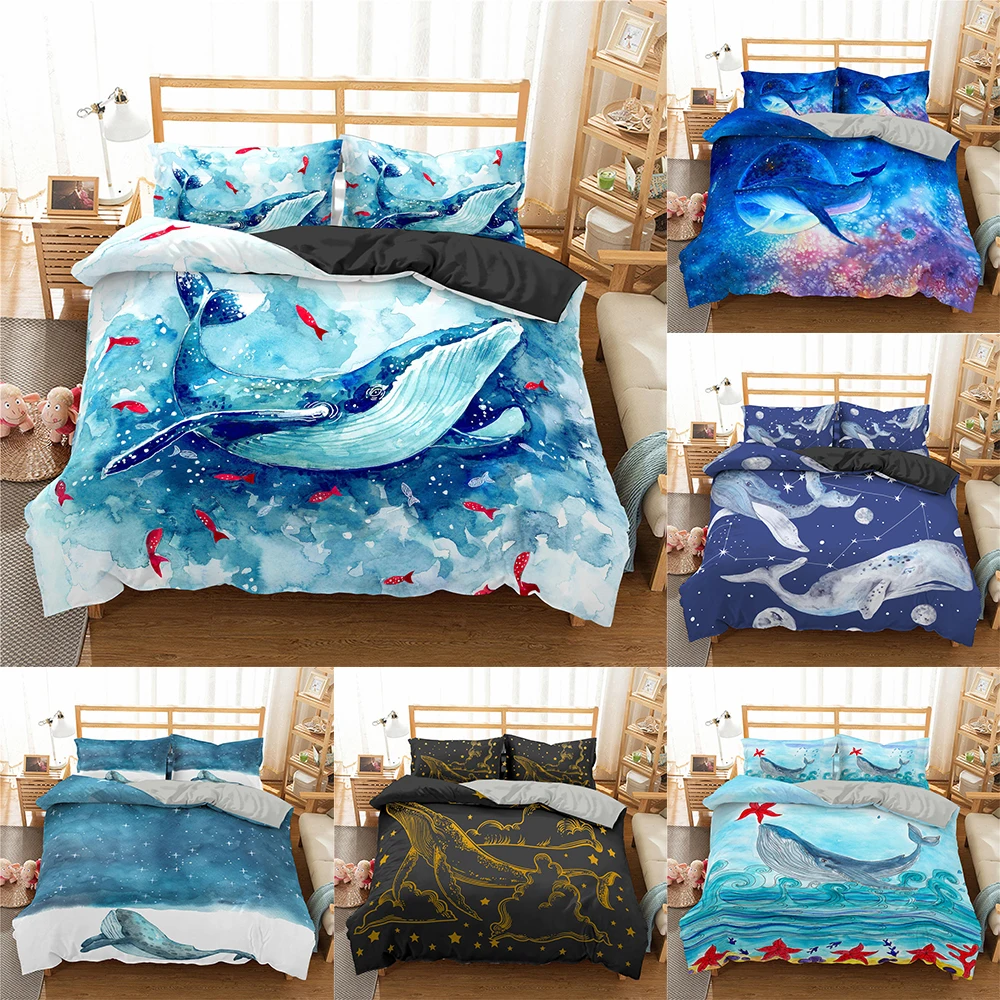 Homesky Whale Bedding Set 3d Animal Duvet Cover Set Blue and White Watercolor Bed Set HomeTextiles Fish Ocean Sea Bedclothes Homesky Whale Bedding Set 3d Animal Duvet Cover Set Blue and White Watercolor Bed Set HomeTextiles Fish Ocean Sea Bedclothes