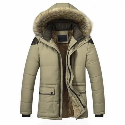 Пуховик, мужская зимняя куртка, Мужская модная Толстая теплая парка, пуховое пальто, повседневная мужская водонепроницаемая пуховая куртка - Цвет: Light Khaki
