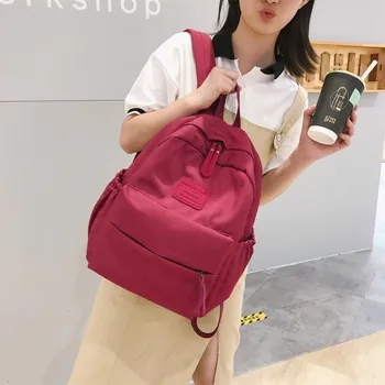 

Large Capacity Solid Color Waterproof Nylon Casual Backpack School Bag 2020 New школьная сумка рюкзак mochila cartella