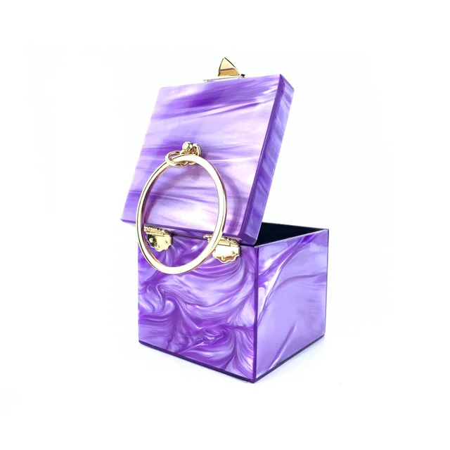 Women Acrylic Candy Solid Dinner Evening Handbag Box Glitter