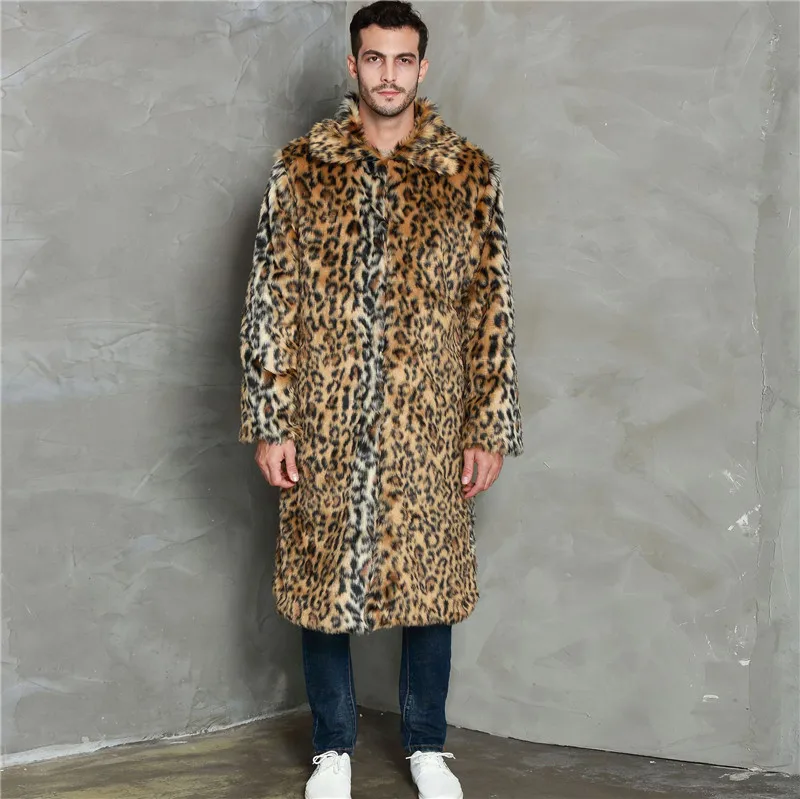 Lanshifei зимний блейзер с мехом, длинное Мужское пальто с мехом, мужская деловая Повседневная кожаная куртка, флисовое теплое толстое пальто с искусственным мехом