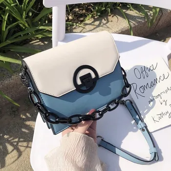 

2020 new women's shoulder messenger bag European and American style PU female bag solid color small square bag