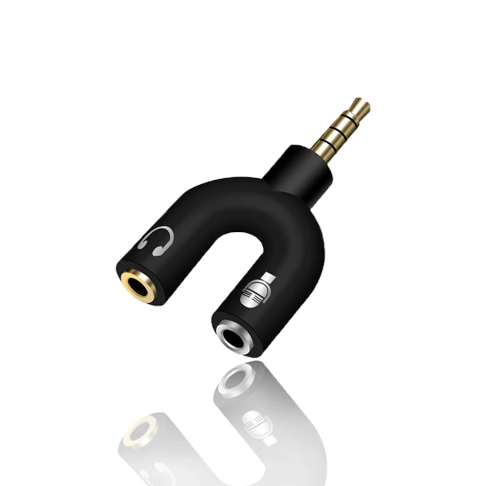 Y shape 3.5mm Stereo Audio Splitter Earphone Headset + Microphone Adapter for PC IPhone Smartphone Mobile Phone Male to 2 Female (1)