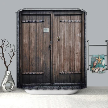 

vintage door shower curtain waterproof curtain shower polyester fabric bath curtain new arrival curtain bathroom