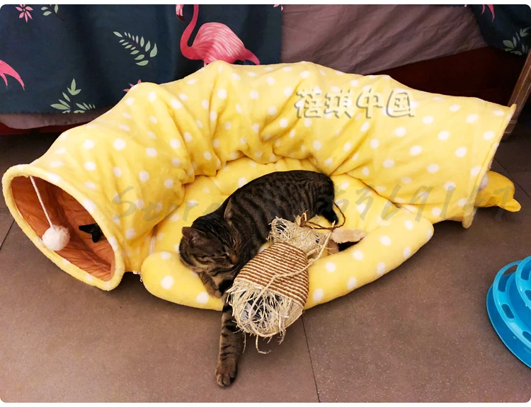 Прекрасный четыре сезона игрушка для домашних животных спальный мешок Съемный стиральная Подушка Кошка Туннель