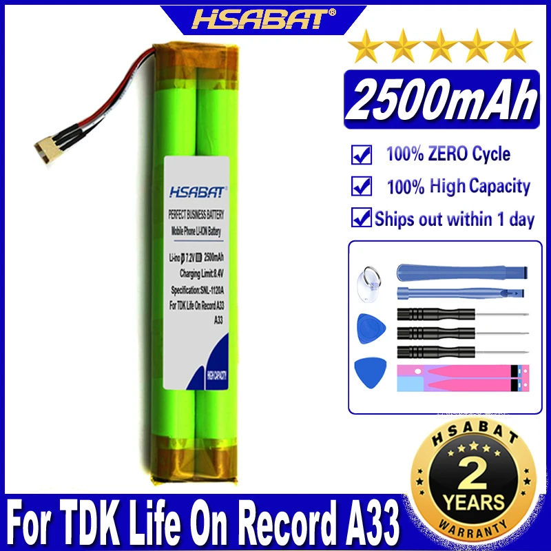 HSABAT A33 2500mAh Battery for TDK Life On Record A33 Batteries