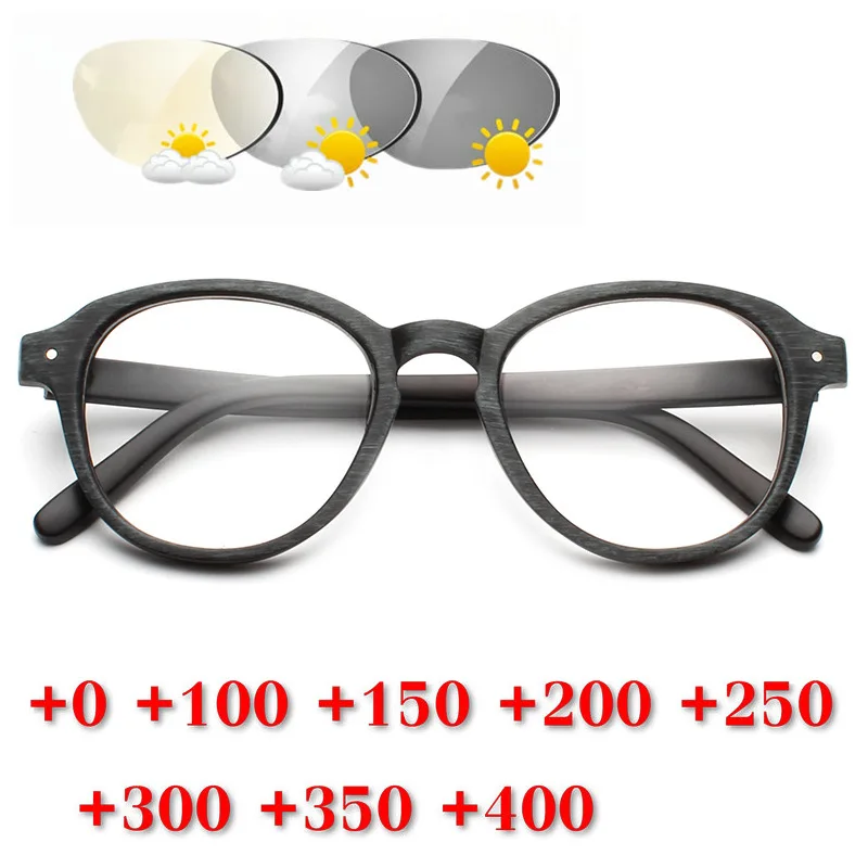 Fashion Multi Focus Reading Glasses Small Round Reader Glasses Retro Eyewear Women Men Photochromic Presbyopic Glasses NX